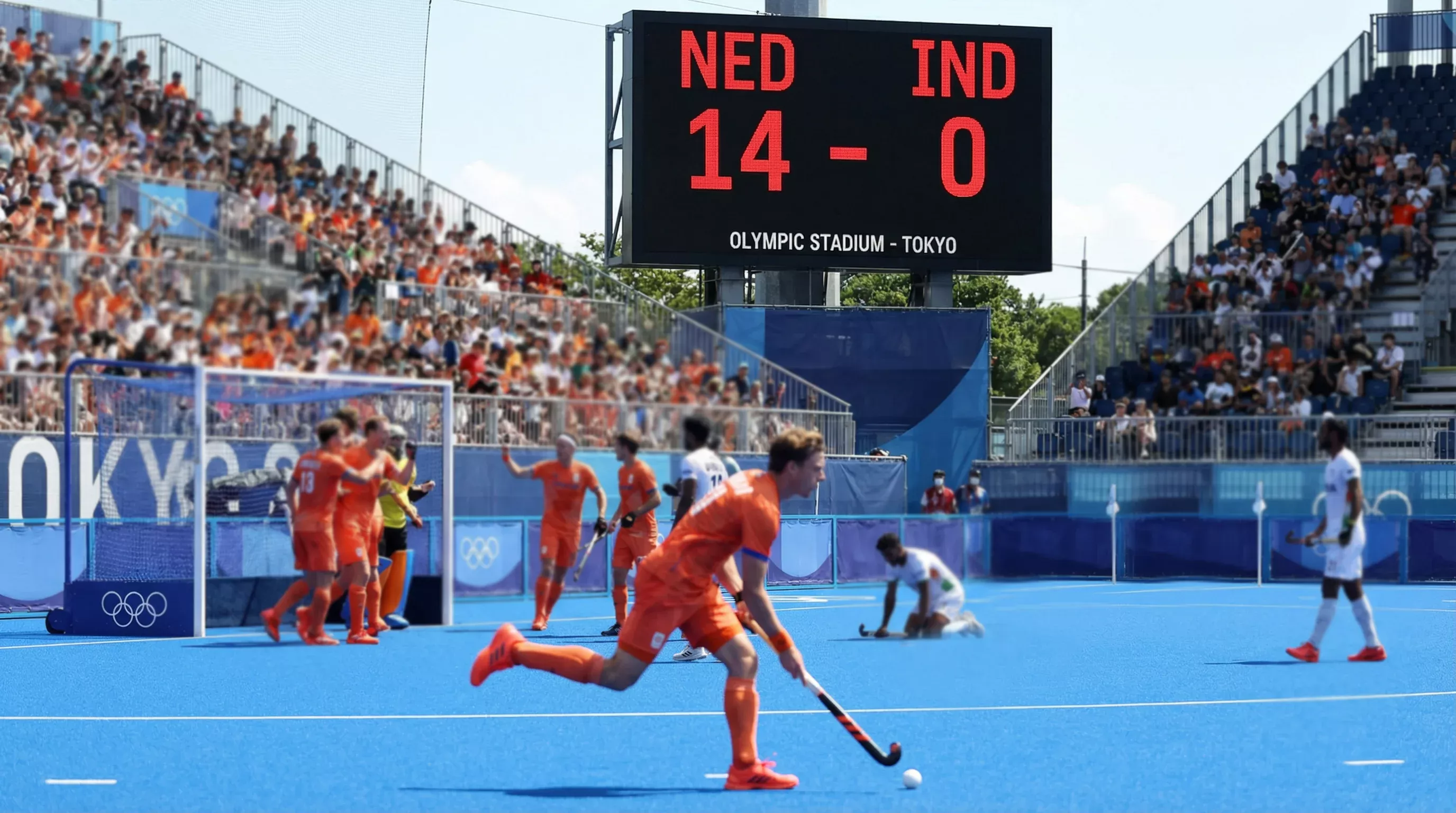 Hockeywedstrijd met grote scoreverschillen tussen teams