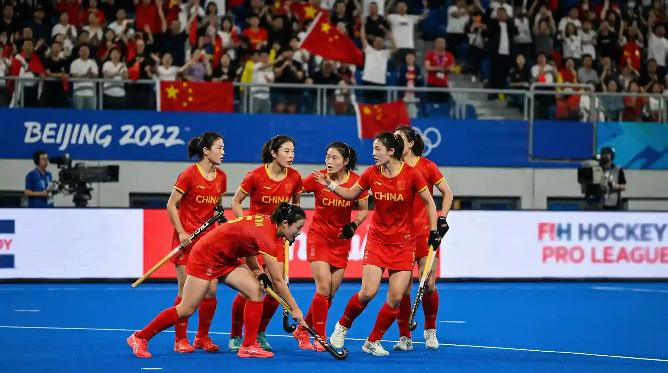 Chinese hockeyvrouwen onder leiding van bondscoach Alyson Annan
