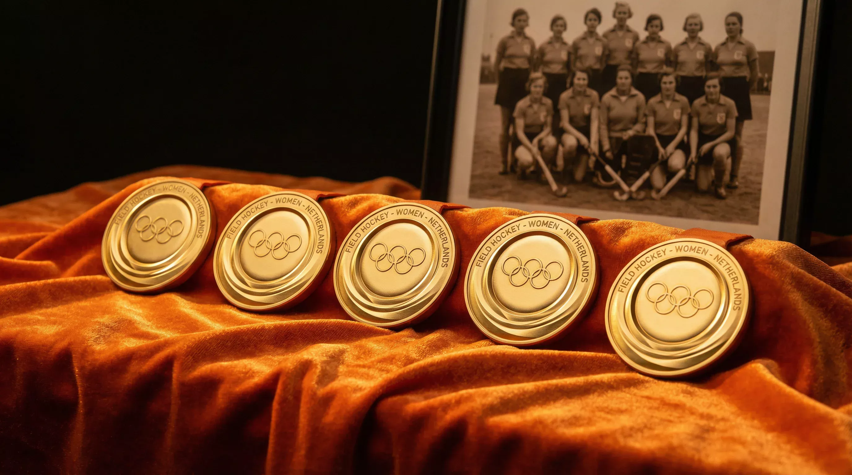 Nederlandse hockeyvrouwen met vijf olympische gouden medailles door de jaren heen
