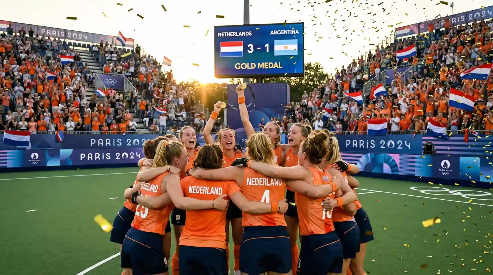 Nederlandse hockeyvrouwen vieren hun vijfde olympische titel in Parijs 2024