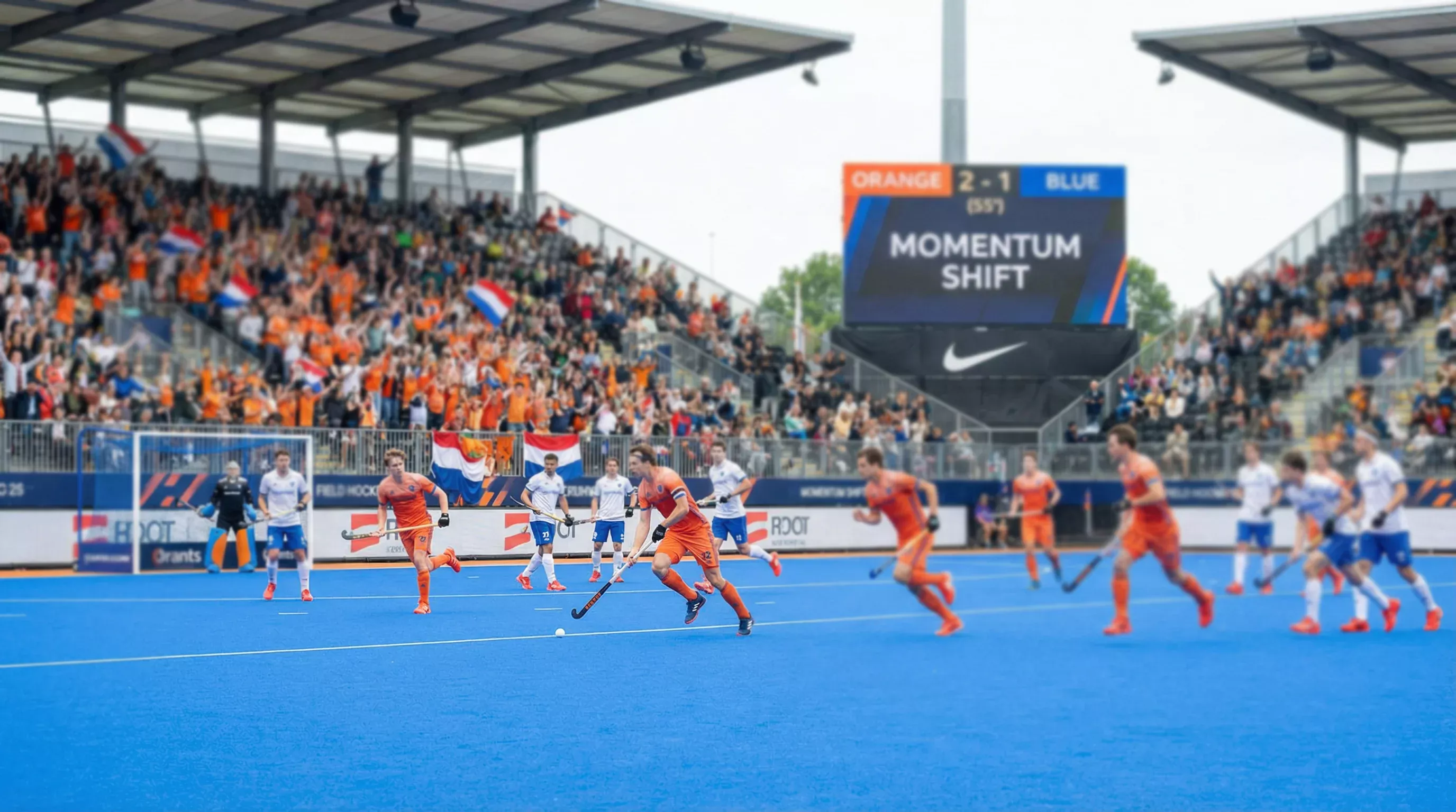 Hockeywedstrijd met wisselend momentum en kansen voor beide teams
