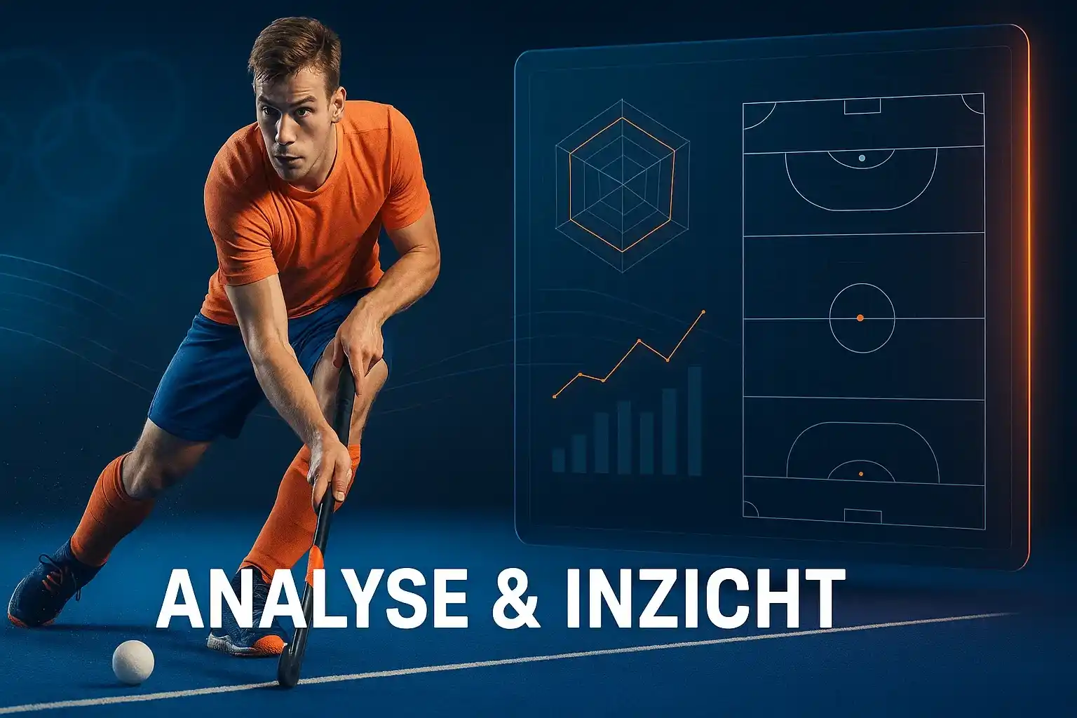 Conceptuele afbeelding van sportanalyse en wedden op olympisch hockey